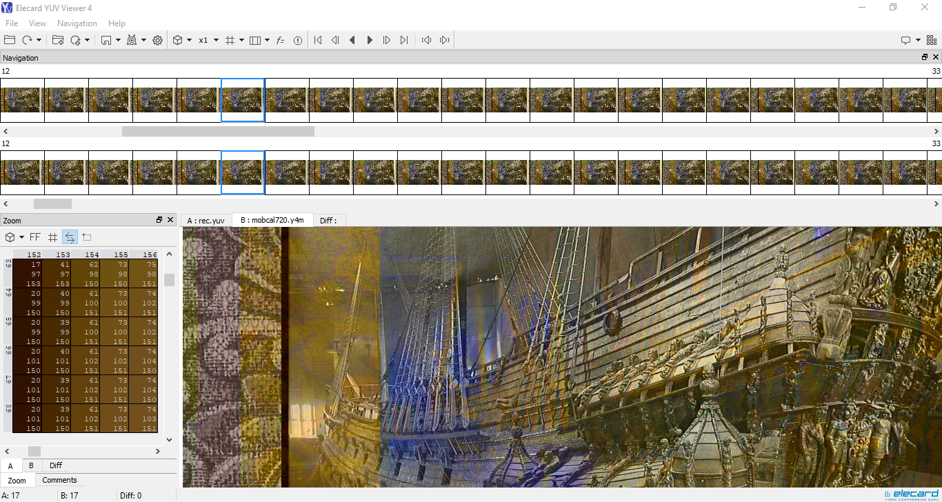 frame by frame comparison