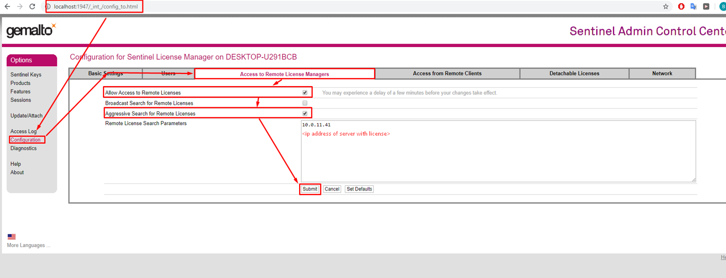 Access to Remote License managers